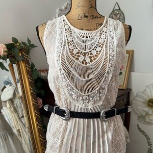 Black Western Belt Double Silver Buckles